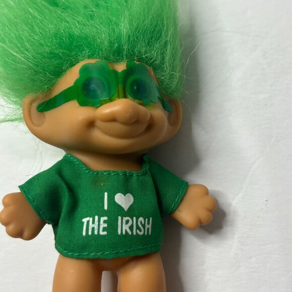 Vintage Russ Troll Dolls Set of 3 Orange Green Rainbow Hair 3-5" Tall - RARE - Picture 3 of 7